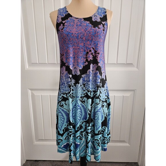 42pops Mediterranean Sleeveless A Line Dress Size L Pockets 42 Pops Boho - Picture 1 of 11